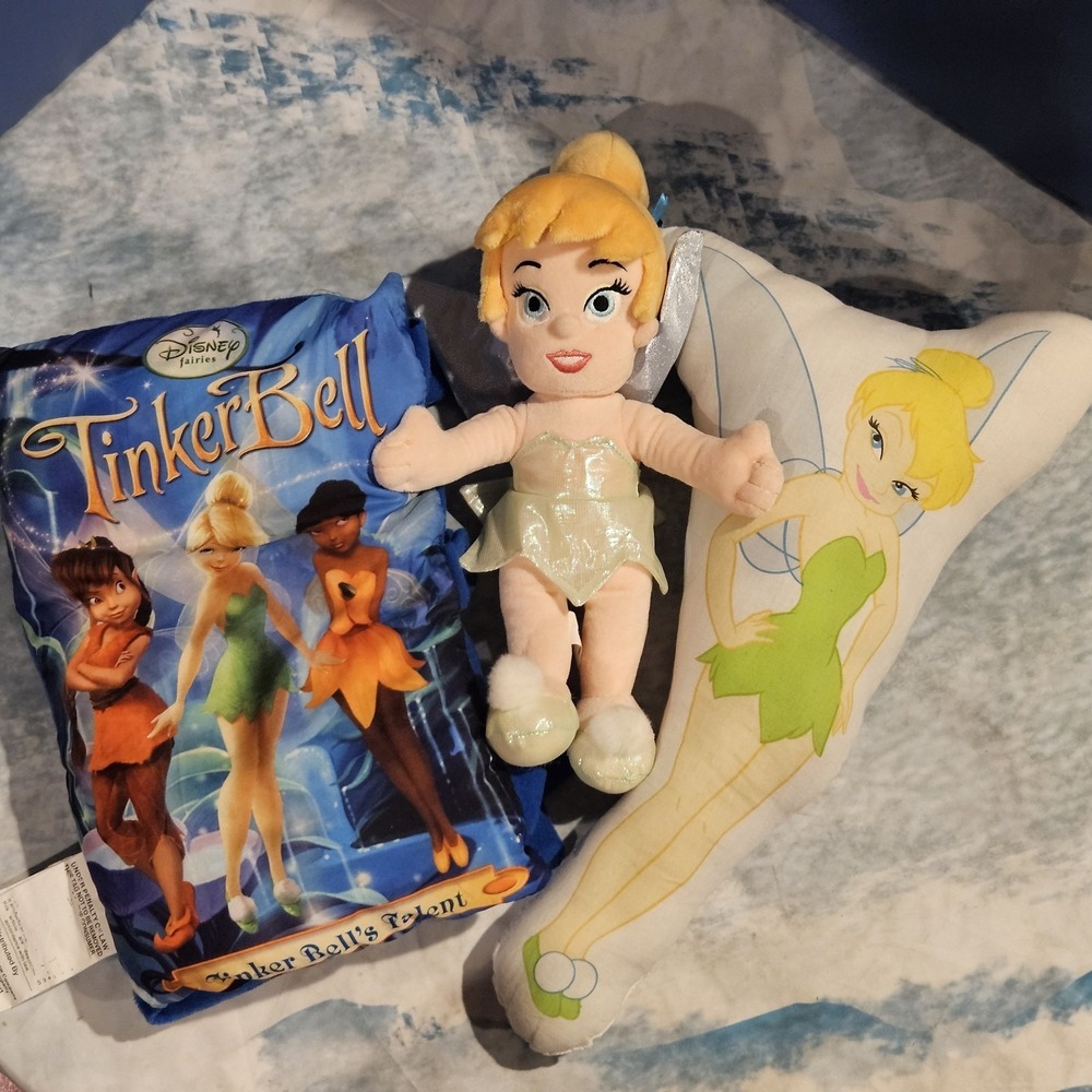 Disney Tinker Bell Plush Storybook Pillow Book Bundle Tinker Bell's Talent Cloth